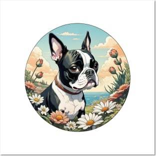 Seaside Boston Terrier Posters and Art